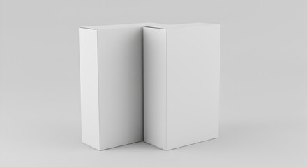 Two Tall White Rectangular Box Mockups Forming an L-Shape or Corner in a Minimalist Scene