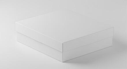 Fototapeta premium Closed Blank White Square Gift Box Mockup with Lid for Special Occasions and Products
