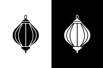 Lantern Frame Vector — Asian Festival Border in Monochrome Style.