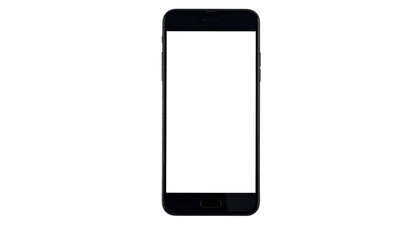 A black smartphone, screen off, against a pure black background. Simple, modern design