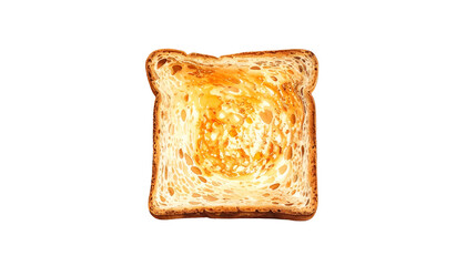 Buttered toast slice, golden brown, on a dark background