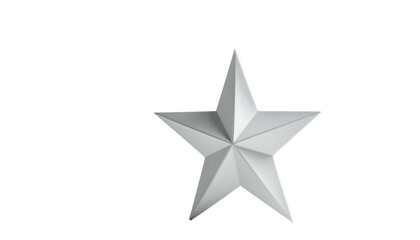 Fototapeta premium Silver star, five-pointed, with subtle folds on black background