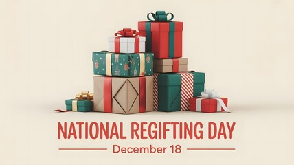 Bright festive illustration for National Re-Gifting Day promoting environmental awareness, gift sharing, sustainability, and fun celebration of giving back through thoughtful and creative reuse of pre