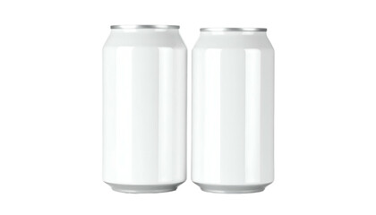 Two identical, blank aluminum beverage cans, set against a black background