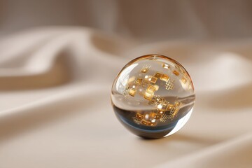 Glass Sphere with Microchip Texture Neutral Background