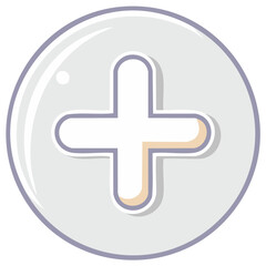 Obraz premium White plus symbol inside a gray circle with outline, sticker design