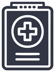 Obraz premium Medical record icon with a cross symbol for healthcare and hospital services