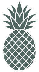 Obraz premium Stylized abstract pineapple with crown green on white background simple graphic illustration