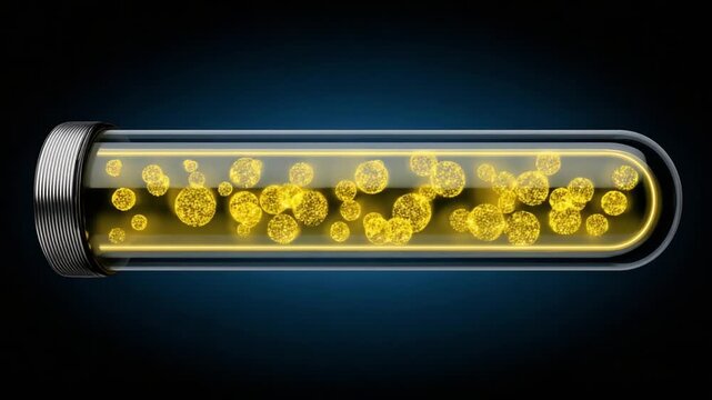 A Glowing Test Tube Filled with Luminous Yellow Particles: Exploring the Mysteries of Science and Chemistry through Innovative Laboratory Experiments and Visual Highlights in Modern Research