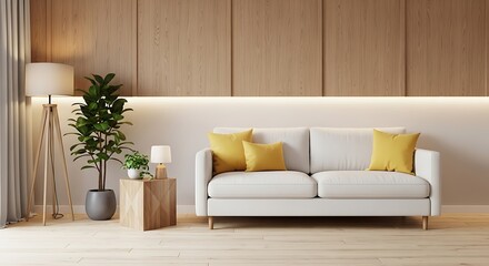 Minimalist Interior Design Bright Modern Living Room with Elegant Sofa