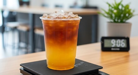 Refreshing Cold Brew Coffee Cocktail Drink in Plastic Cup Delicious Beverage