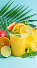 Fresh and Vibrant Tropical Fruit Juice Drink Refreshment Still Life