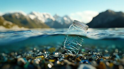 Water contamination and plastic waste concept