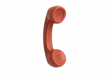 Vintage orange telephone handset showing retro communication and classic contact on transparent background