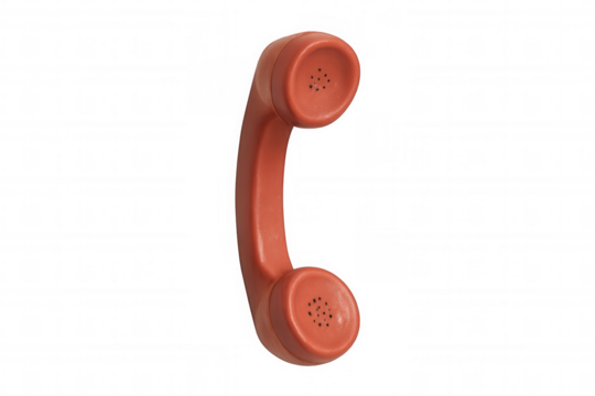 Vintage orange telephone handset showing retro communication and classic contact on transparent background