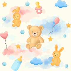 Fototapeta premium Seamless Pattern Baby Theme