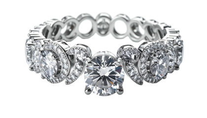 Sparkly ring w/round center stone and diamond halo on black