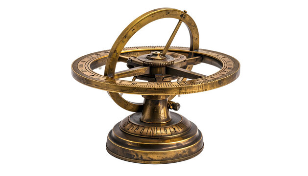 Armillary sphere, brass astrological device against black