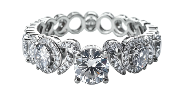 Sparkly ring w/round center stone and diamond halo on black