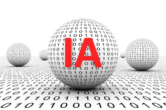 IA conceptual sphere binary code 3d illustration
