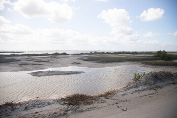 Nature reserve and salt mines in Río Lagartos on the Yucatan Peninsula in Mexico.