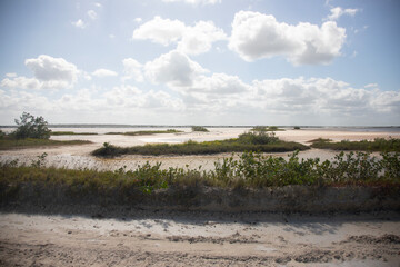 Nature reserve and salt mines in Río Lagartos on the Yucatan Peninsula in Mexico.