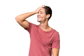 Young handsome caucasian man over isolated background has realized something and intending the solution