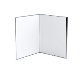 Open book, blank pages, light gray cover