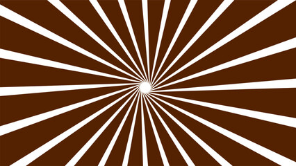 Brown and white radial sunburst background with dynamic rays, retro abstract pattern for poster, banner, or graphic design template.