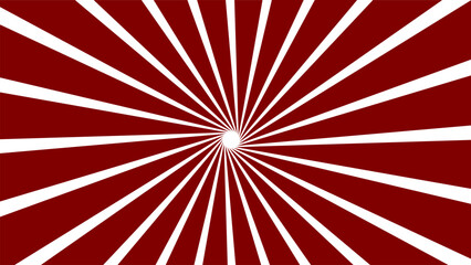 Fototapeta premium Red and white radial burst background with sunburst rays. Abstract flat design for posters, banners, retro pop art, or comic style graphics.
