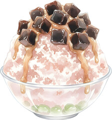 Creamy chocolate ice cream dessert in a bowl is a delicious sweet snack