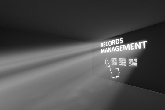 RECORDS MANAGEMENT rays volume light concept 3d illustration