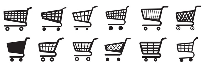 shopping cart silhouette white background