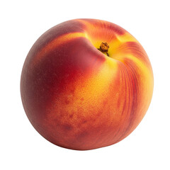 Obraz premium Single ripe nectarine with red yellow and orange skin isolated on fruit background