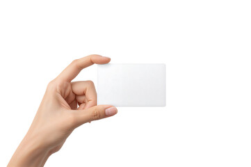 Fototapeta premium Hand Holding Blank Card Isolated On Black