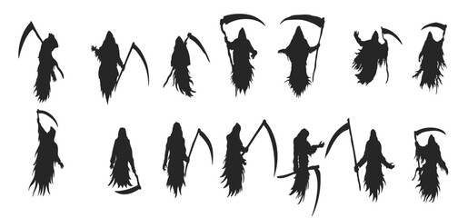 silhouette of the angel of death the grim reaper carrying a