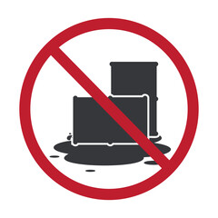 Isolated triangle safety sign leaking oil tank on floor, industrial safety and cleanliness warning symbol for workplace maintenance and hazard prevention.