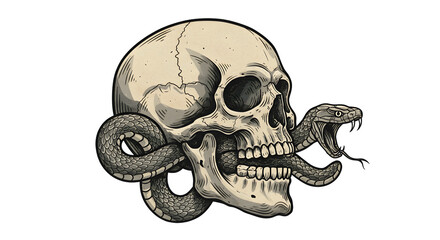Skull and serpent illustration