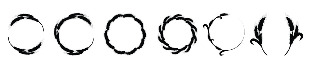 set wreath from spikelet frame border golden color wheat 