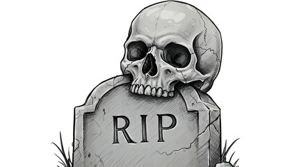 Skull on a tombstone illustration