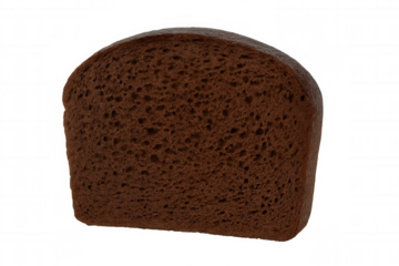 Dark rye bread pumpernickel slice with crust, healthy whole grain food, transparent background