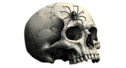 Skull with spider illustration
