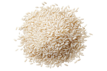 Close-up view of a pile of white rice grains