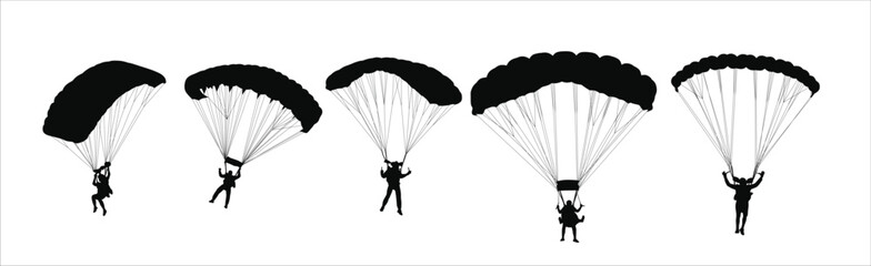 parachute sky diving silhouette vector
