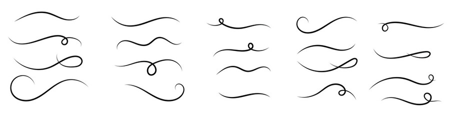 set of scroll swirl elements collection doodles dividers