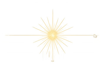 Obraz premium Golden light rays with lens flare effect on transparent background, glowing starburst for abstract design element