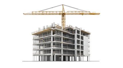 Hyper detailed architectural visualization of modern building construction