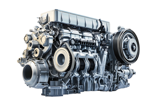 Detailed view of a modern internal combustion engine design for automotive engineering