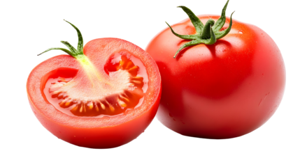 Fresh red tomatoes duo in studio setting for culinary use and design