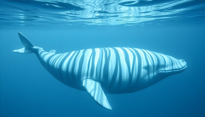 Majestic whale swimming gracefully in deep ocean underwater photography serene environment